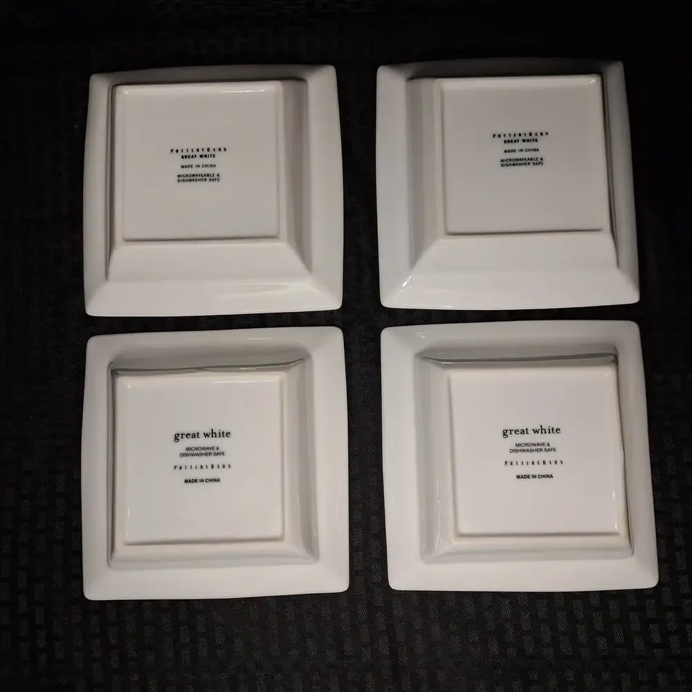 Pottery Barn Great White Square Bowls 7⅜